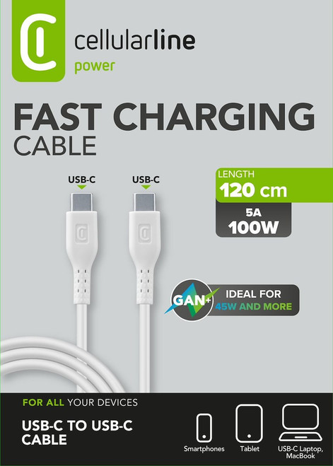 CELLULARLINE - USB-C CABLE 5A 100W - 120 CM - 2250012700