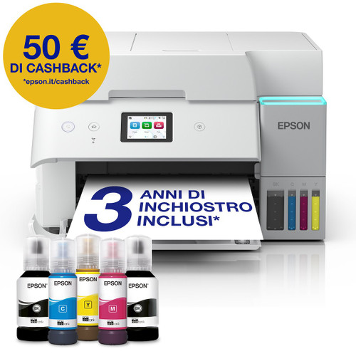 EPSON - EcoTank ET-4956 Stampante Inkjet Multifunzione A4, serbatoi ricaricabili, 3 anni inchiostro inclusi, 50 € di cashback* - 2250013023