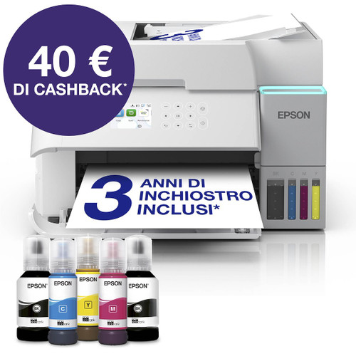 EPSON - EcoTank ET-3956 Stampante Inkjet Multifunzione A4, serbatoi ricaricabili, 3 anni inchiostro inclusi - 2250013022