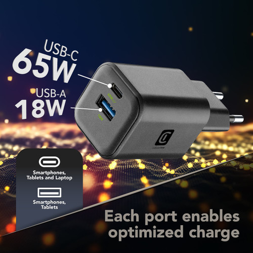CELLULARLINE - MULTIPOWER 2 GAN ENTRY A+C 65W - 2250016963