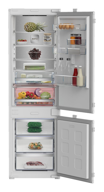 BEKO - B7BCNA295HS2 Frigorifero combinato incasso, Doppio Total No Frost, Capacit 270 L, Classe D, Display , 2 cassetti - 2260004245