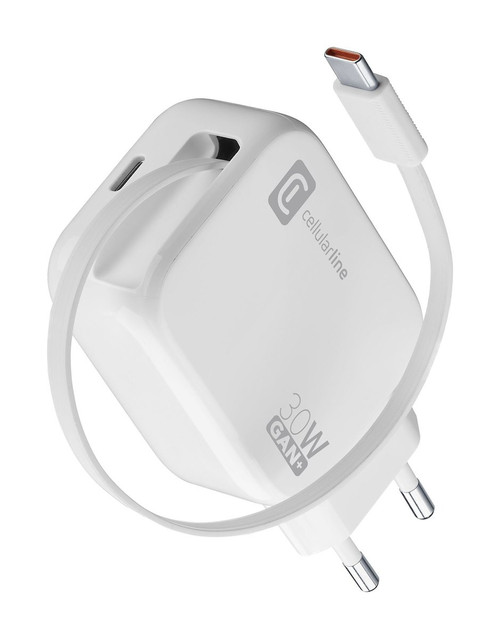 CELLULARLINE - CARICABATTERIE RETRACTABLE POWER GAN+ 30 W CAVO R - 2250011237