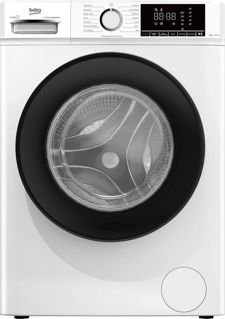 BEKO - Front loader 7kg classe A bianco, inverter 1200 giri, display XL, obl nero, funzione vapore - 2260005708