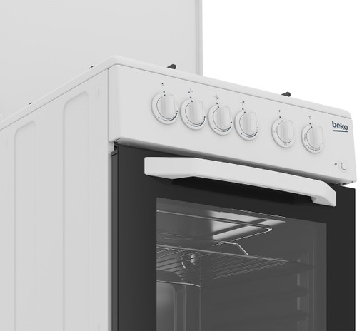BEKO - Cucina CSS42014FW, (LxDxA) 50x50x85, Bianca, Forno elettrico statico, piano cottura a gas 4 zone, Coperchio in metallo - 2240022186