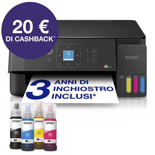 EPSON - EcoTank ET-2920 stampante multifunzione A4 Wi-Fi con serbatoi di inchiostro, fino a 3 anni di inchiostro inclusi - 2260007023
