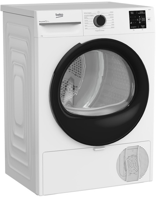 BEKO - Asciugatrice 9kg, Classe C, Linea Estetica NX, motore inverter, Display digitale, colore Bianco, obl Nero - 2250011144
