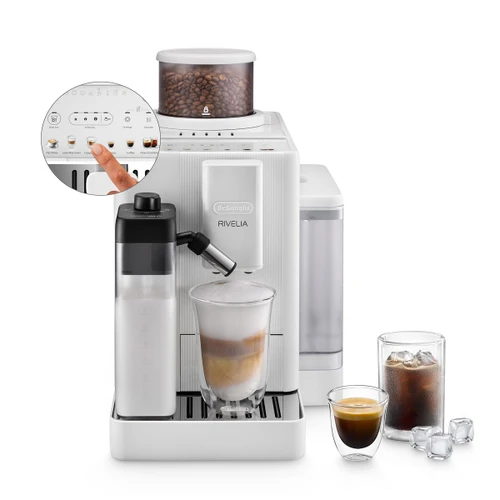DE'LONGHI - De'Longhi Rivelia Start - Macchina Automatica per Caffè in Chicchi, 10 bevande one-touch, funzione Cold Brew, colore Arctic White (EXAM420.55.WXL) - 2260008094