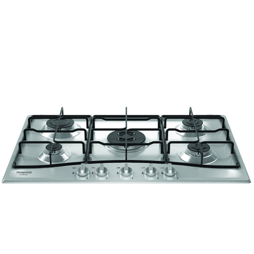 HOTPOINT ARISTON - PCN R753N T/IX/HA Piano Gas Acciaio Inox, 75 cm, 5 bruciatori, 1 bruciatore Tripla Corona, Griglie Smaltate effetto ghis - 2260008419