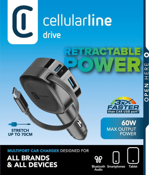 CELLULARLINE - RETRACTABLE CAR CHARGER - 2250011233