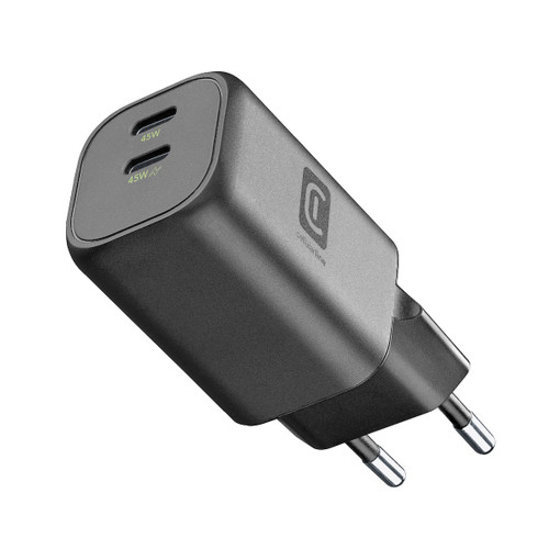 CELLULARLINE - CARICATORE GAN+ 45 W DOPPIA PORTA USB-C NERO - 2260007780