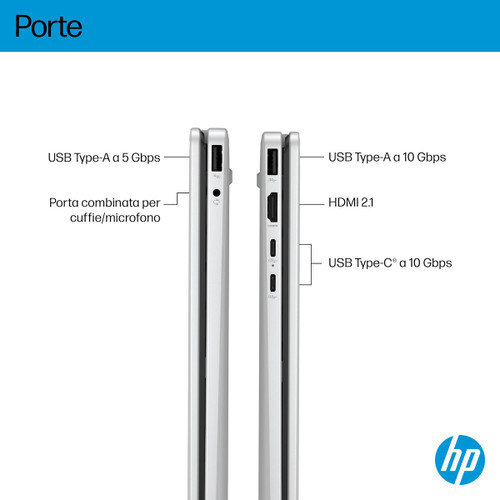 HP - HP OmniBook 5 Flip 2-in-1 Laptop 14-fp0012nlx, Windows 11 Home, 14", Schermo touch, Intel® Core™ i3, 8GB RAM, 512GB SSD, 2K, Glacier Silver - 2260010367