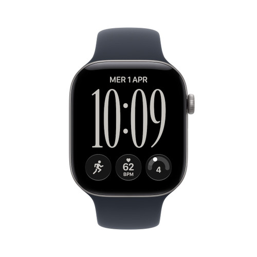 APPLE - Apple Watch Series 12 GPS, cassa 46 mm in alluminio grigio siderale con cinturino Sport blu marino - M/L - 2260010296