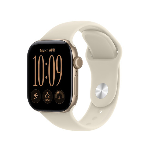 APPLE - Apple Watch Series 12 GPS, cassa 42 mm in alluminio color oro chiaro con cinturino Sport sabbia - S/M - 2260010284