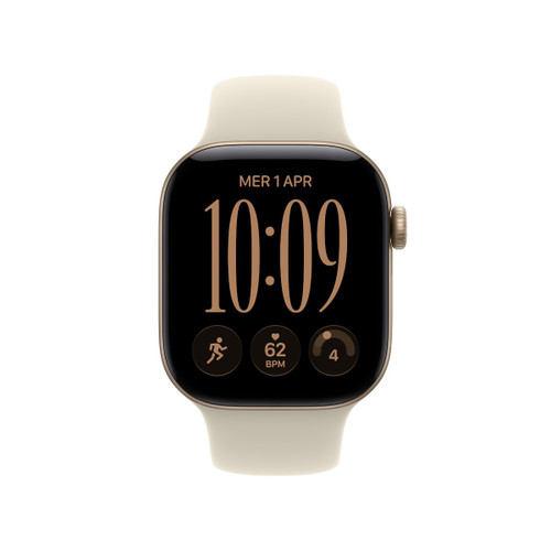APPLE - Apple Watch Series 12 GPS, cassa 42 mm in alluminio color oro chiaro con cinturino Sport sabbia - S/M - 2260010284