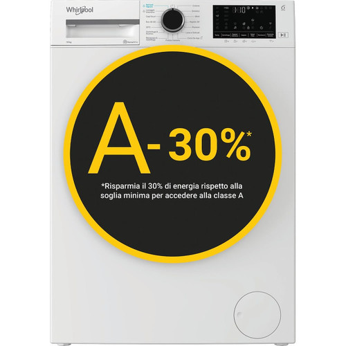 WHIRLPOOL - FRONT LOADER STD, 10kg, classe A -30%, Bianco,Inverter, 1400 giri, Display digitale XL, vapore, porta nera, Wi-Fi - 2260006770
