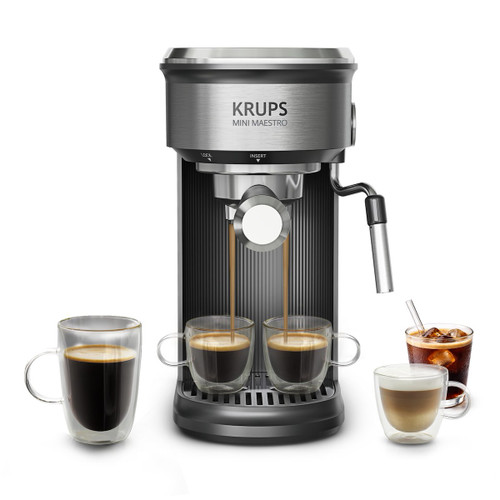 KRUPS - Mini Maestro, macchina per caffè espresso, 20 bar, ricette calde e fredde, XP350D - 2260011172