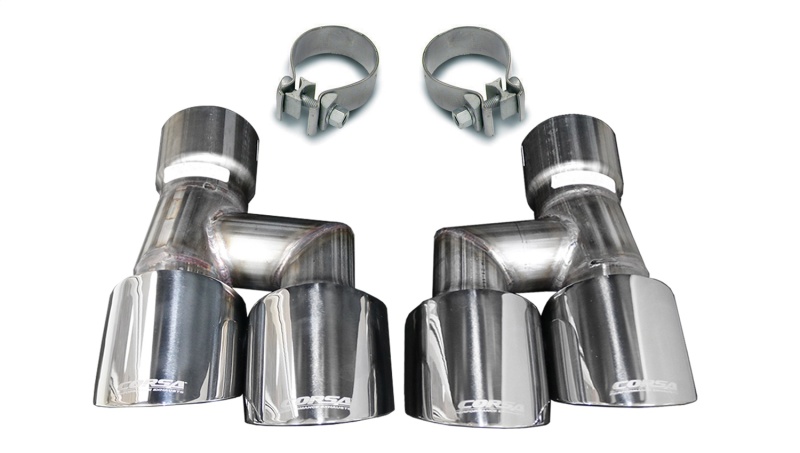 Corsa Twin 4.0in Polished Pro-Series Tip Kit (Clamps Included) - 21038