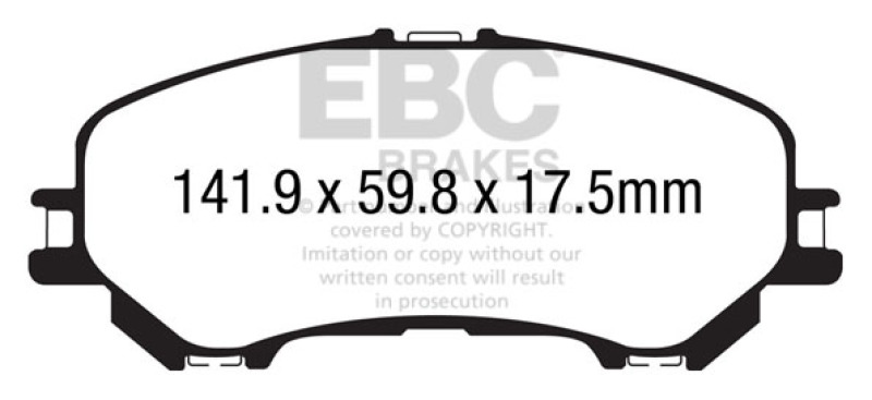 EBC 14+ Nissan Rogue 2.5 2 row seating Yellowstuff Front Brake Pads - DP43032R