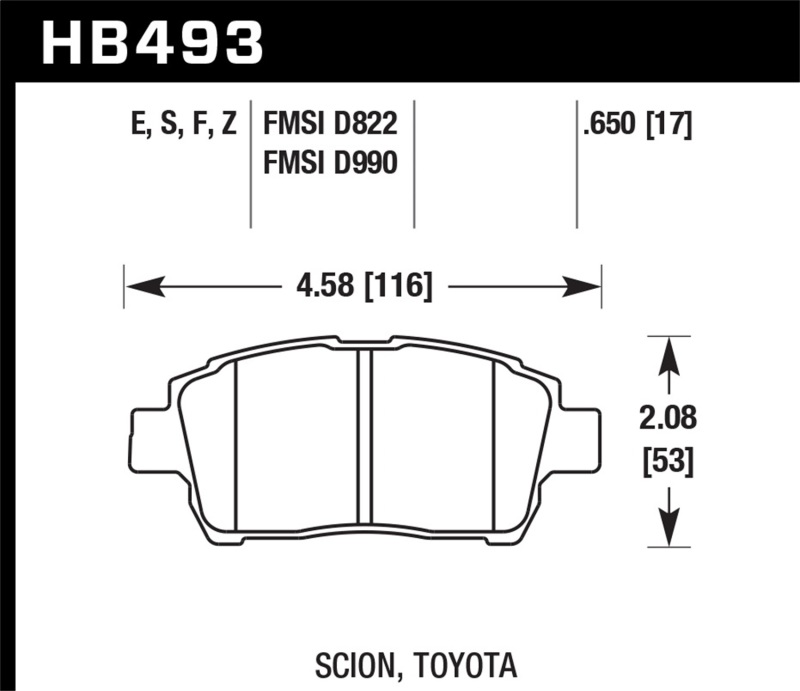 Hawk 04-07 xA/xB / 2000 MR2 Spyder D990 HPS Street Front Brake Pads - HB493F.650