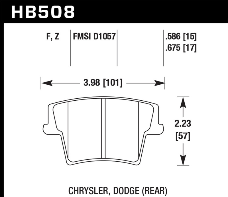 Hawk 05-10 Chrysler 300 (except SRT8) / 08 Dodge Challenger / 09-10 Dodge Challenger SE/RT HPS - HB508F.675