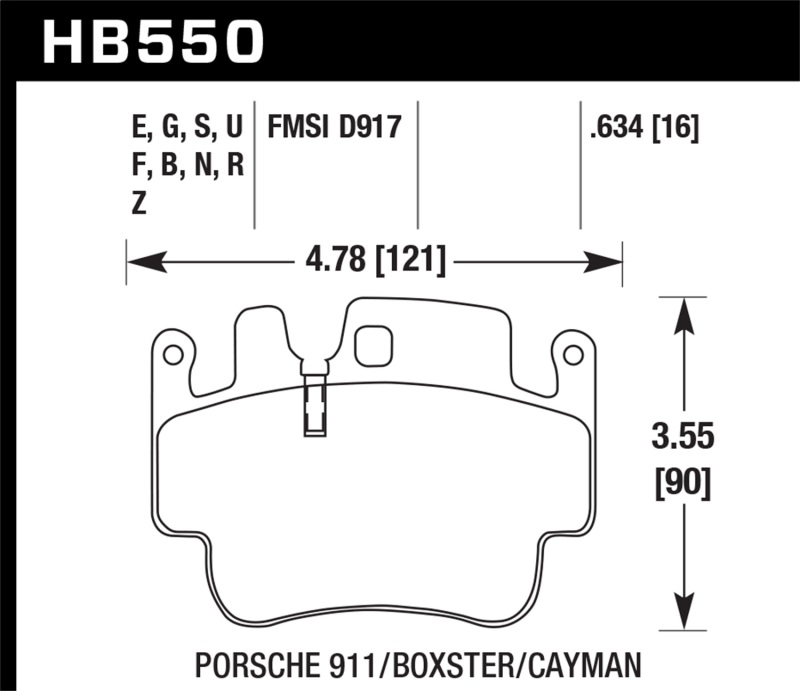 Hawk 98-05 Porsche 911 Front & Rear / 00-07 Boxster / 06 Cayman Front DTC-60 Race Brake Pads - HB550G.634