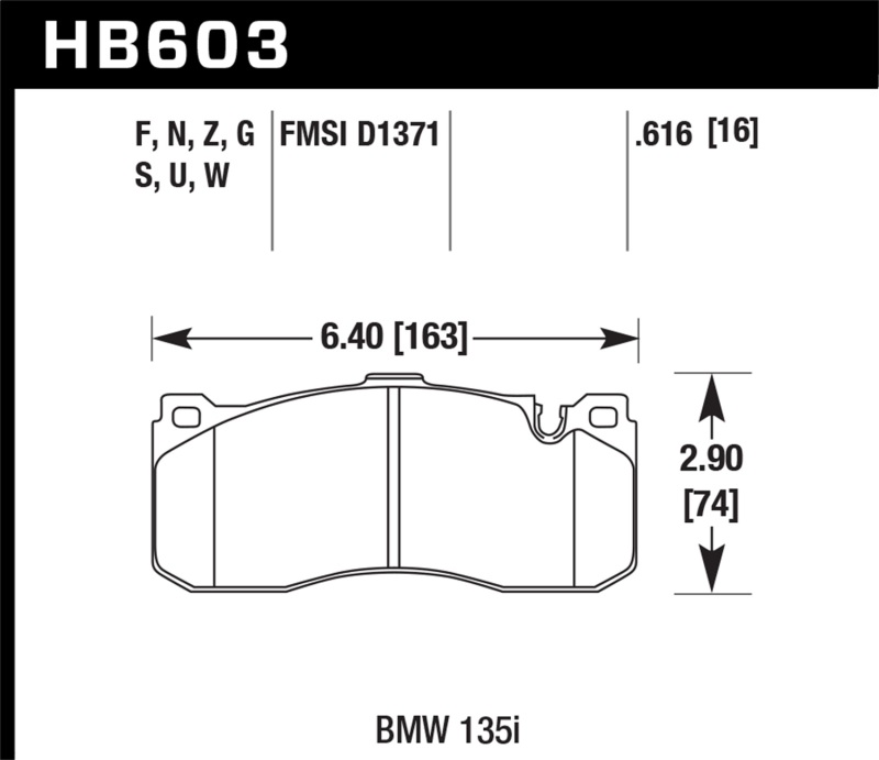 Hawk BMW 135i HPS Street Front Brake Pads - HB603F.616