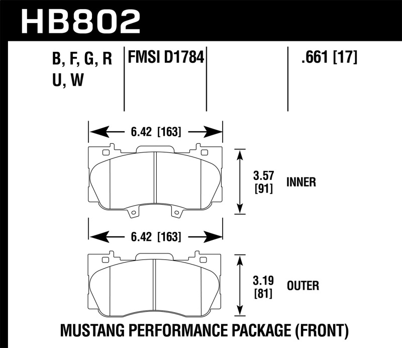 Hawk 16-17 Ford Mustang HP+ Street Front Brake Pads - HB802N.661