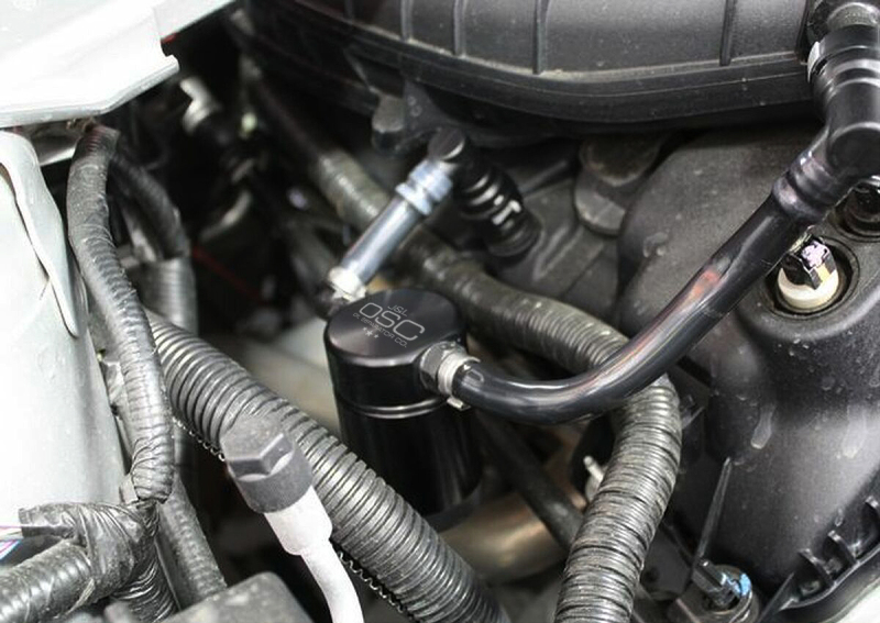 J&L 11-17 Ford Mustang V6 Passenger Side Oil Separator 3.0 - Black Anodized - 3014P-B