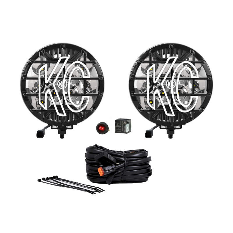 KC HiLiTES SlimLite 6in. LED Light 50w Spot Beam (Pair Pack System) - Black - 100