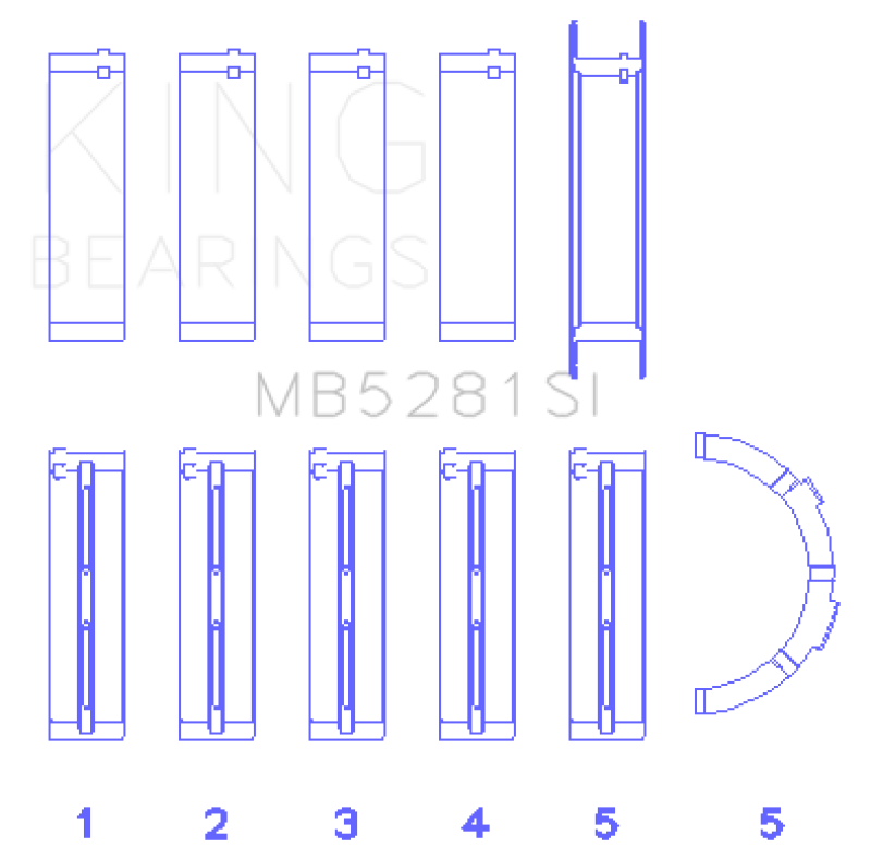 King Ford 281CI 4.6L V8 (Size +0.5) Main Bearing Set - MB5281SI0.5