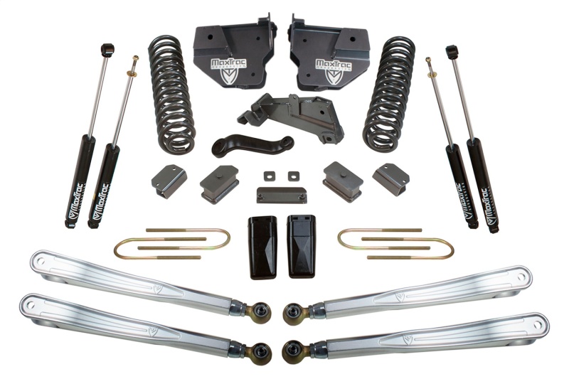 MaxTrac 13-18 RAM 3500 4WD 4in/1in MaxPro Coil Lift Kit w/4-Link Arms & MaxTrac Shocks - K947341L