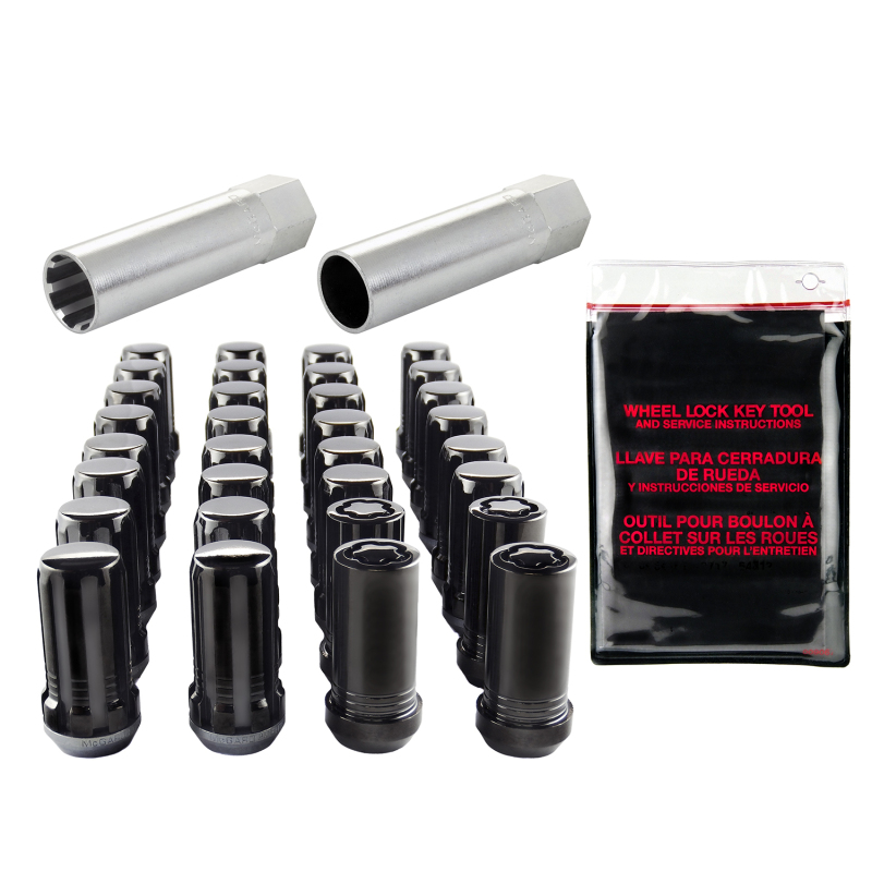 McGard SplineDrive Tuner 8 Lug Install Kit w/Locks & Tool (Cone) M14X1.5 / 1in. Hex - Blk - 65810BK