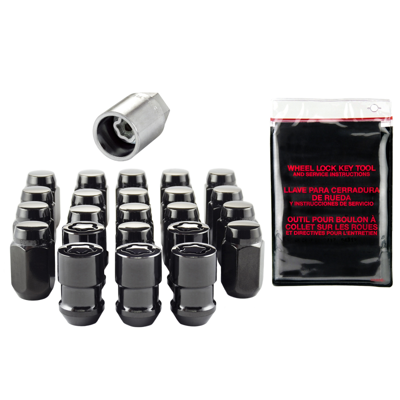 McGard Jeep Wrangler Hex Install Kit (Cone Seat) 1/2-20 / 13/16 Hex (18 Lug Nuts / 5 Locks) - Black - 84562BK