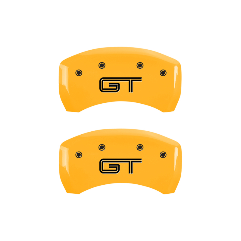 MGP Rear set 2 Caliper Covers Engraved Rear S197/GT Yellow finish black ch - 10010RMG2YL
