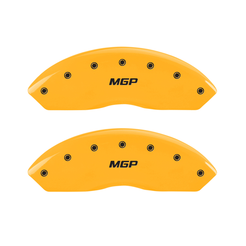 MGP 4 Caliper Covers Engraved Front & Rear MGP Yellow finish black ch - 10198SMGPYL