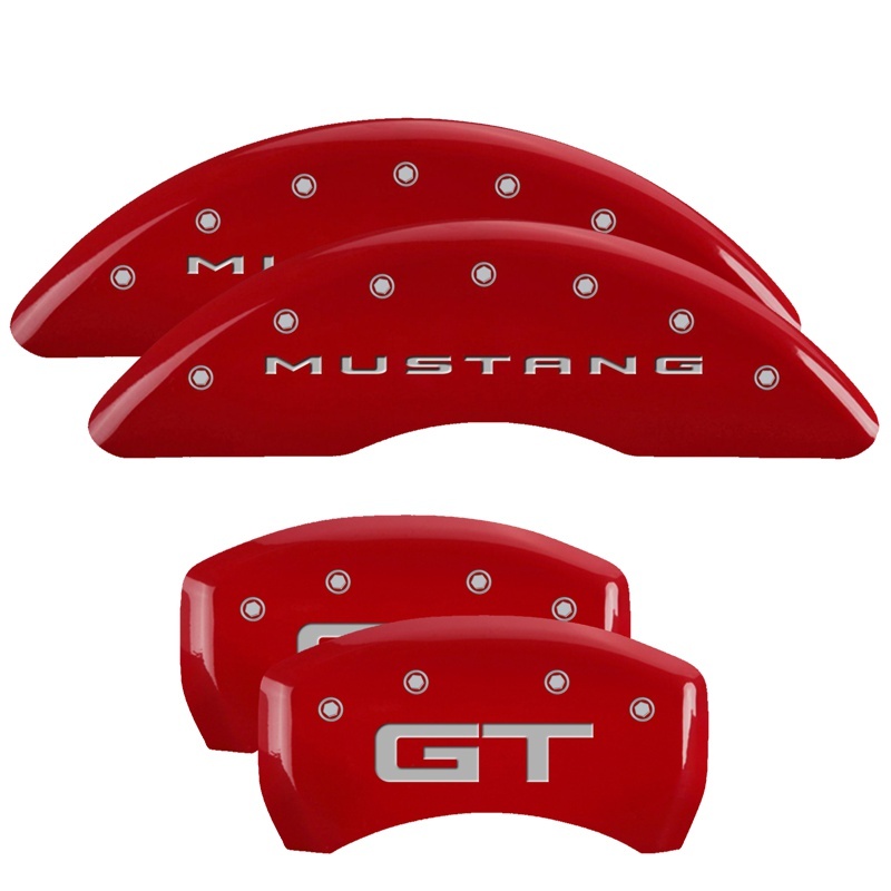 MGP 4 Caliper Covers Engraved Front 2015/Mustang Engraved Rear 2015/GT Red finish silver ch - 10200S2MGRD