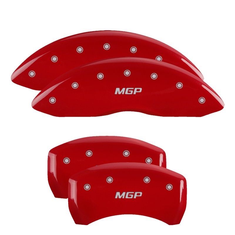 MGP 4 Caliper Covers Engraved Front & Rear MGP Red Finish Silver Characters 2018 Kia Stinger - 21191SMGPRD