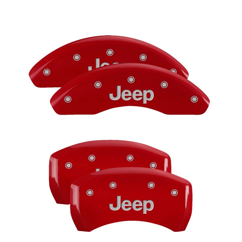 MGP 4 Caliper Covers Engraved Front & Rear JEEP Red finish silver ch - 42005SJEPRD