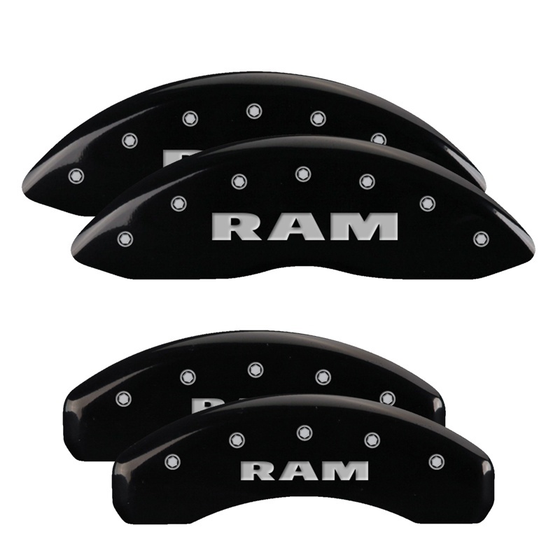 MGP 4 Caliper Covers Engraved Front & Rear Ram Black Finish Silver Char 2019 Ram 1500 - 55005SRAMBK