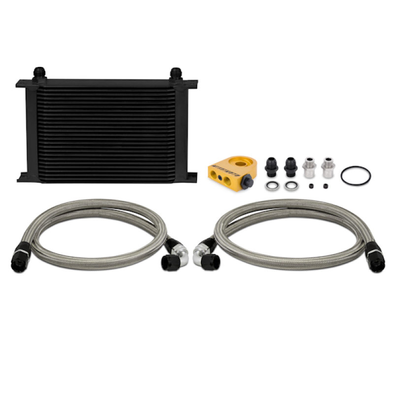 Mishimoto Universal Thermostatic 25 Row Oil Cooler Kit (Black Cooler) - MMOC-UHTBK