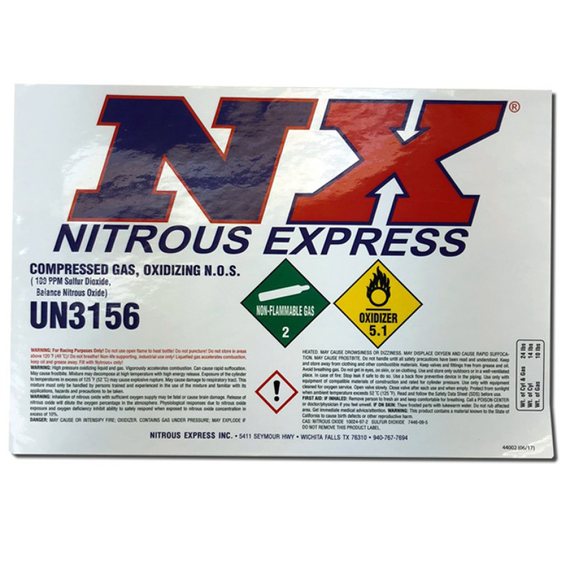 Nitrous Express Bottle Decal for 10lb Bottle - 15994
