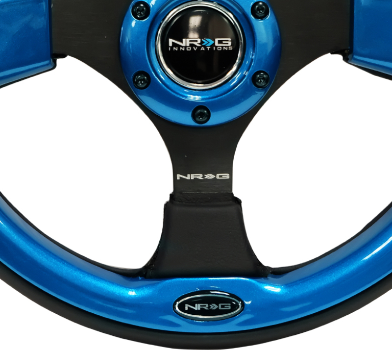 NRG Reinforced Steering Wheel (320mm) Blk w/Blue Trim - RST-001BL