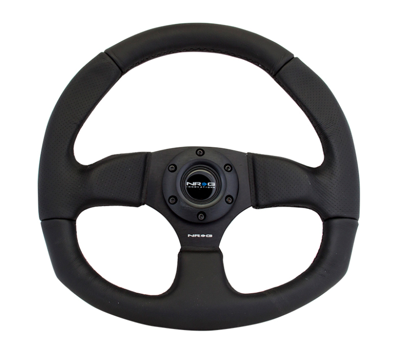 NRG Reinforced Steering Wheel (320mm Horizontal / 330mm Vertical) Leather w/Black Stitching - RST-009R