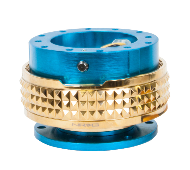 NRG Quick Release Kit - Pyramid Edition - New Blue Body / Chrome Gold Pyramid Ring - SRK-210NB/CG