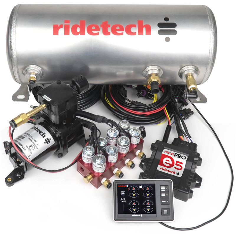 Ridetech RidePro E5 Air Ride Suspension Control System 3 Gallon Single Compressor 1/4in Valves - 30534000