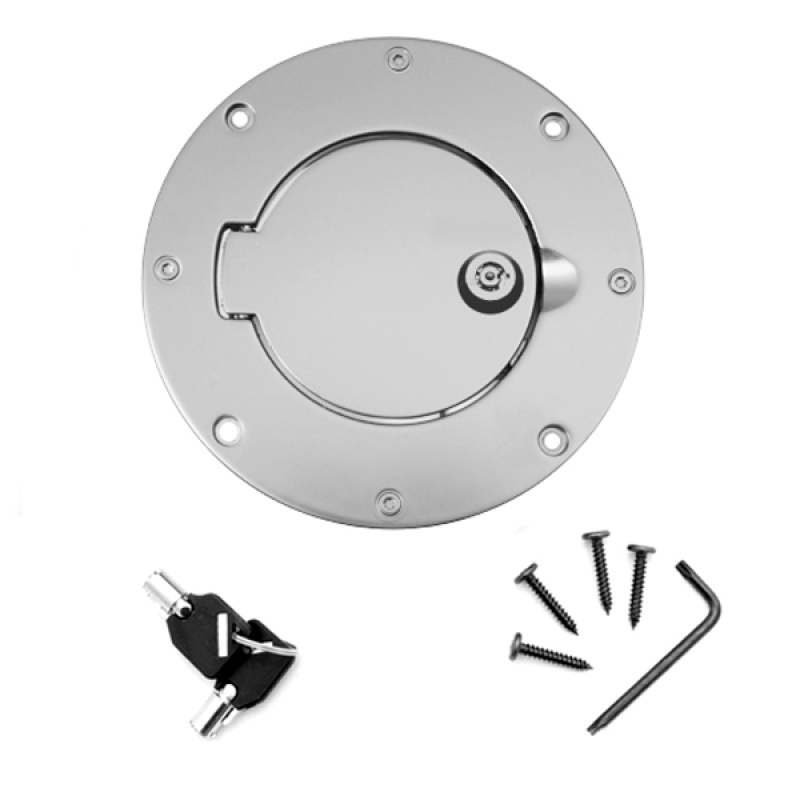 Rugged Ridge Gas Cap Door Locking Brushed Aluminum 97-06 Jeep Wrangler TJ - 11425.09