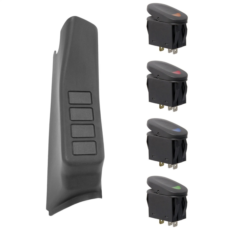 Rugged Ridge A-Pillar 4 Switch Pod Kit Black RHD 07-10 Jeep Wrangler - 17235.87