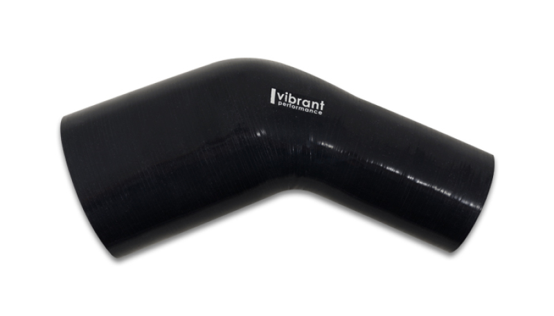 Vibrant 2.50in ID x 3in ID Gloss Black Silicone 45 Degree Transition Elbow - 19762