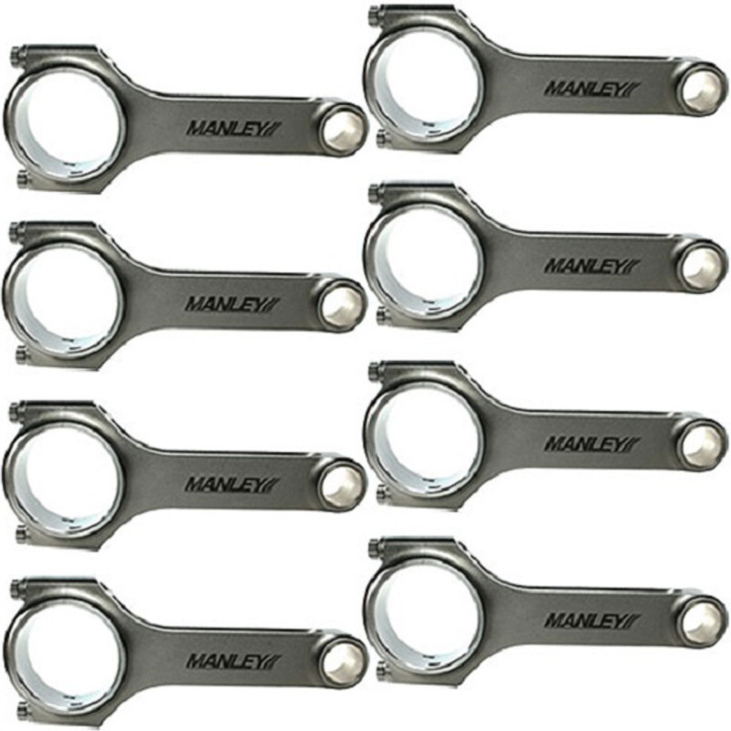 Manley SB Chevy Sportsmaster Steel Connecting Rods I-Beam 5.7in Length - Set of 8 - 14101-8