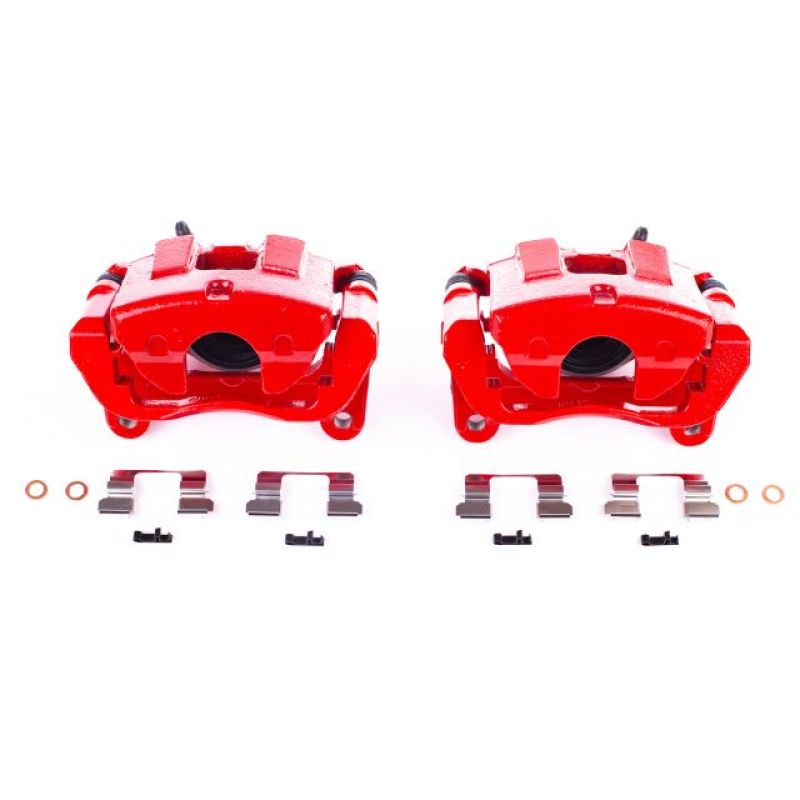 Power Stop 14-18 Jeep Cherokee Front Red Calipers w/Brackets - Pair - S5528